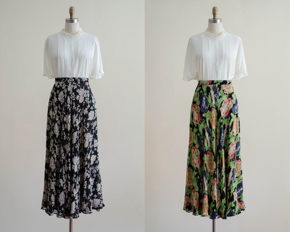 reversible floral skirt | chiffon midi skirt