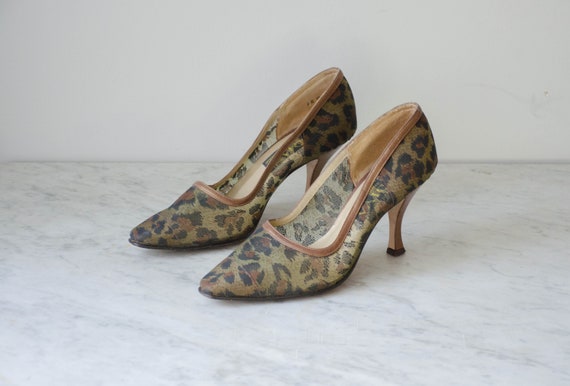 Leopard Mesh Heels 80s Vintage DIVA 