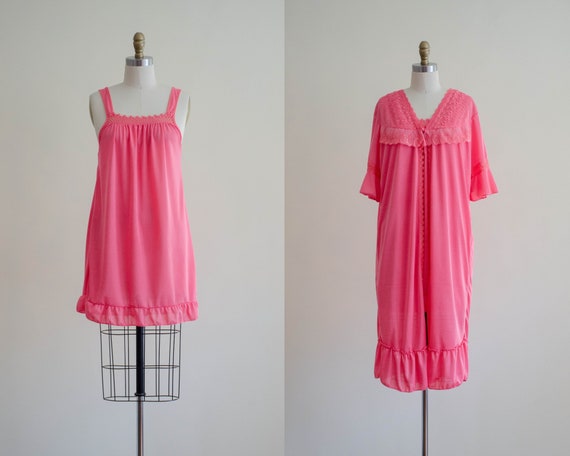 hot pink peignoir | silky pink lingerie | vintage