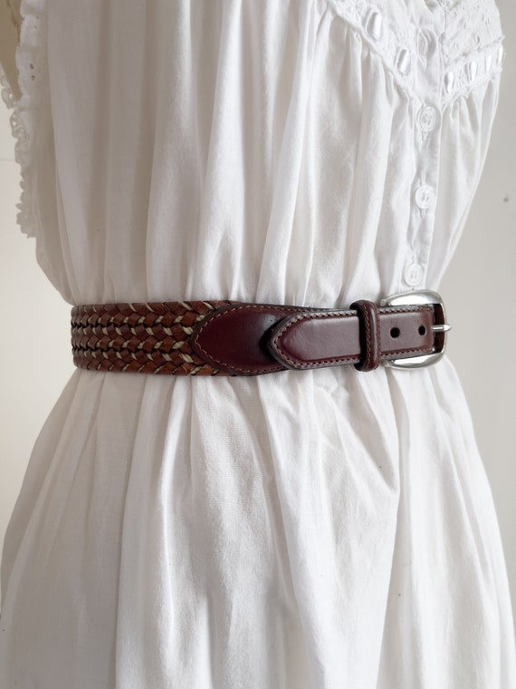 brown leather belt 90s plus size vintage Brighton 