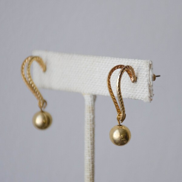 dainty gold earrings | gold drop earrings | gold ball dangle earrings