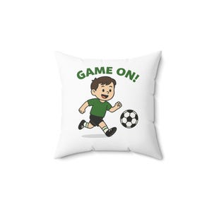 Soccer Pillow, Game On Kid&#39;s Home Decor, Sports Room Cushion, Kids Bedroom Accessory, Gift for Young Athletes