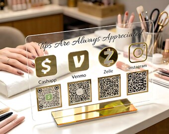 Aangepast lasergegraveerd acryl QR-codebord | Social media-display voor zakelijke betalingen