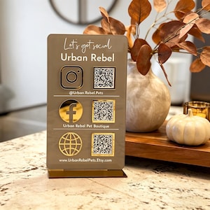 3D Custom Multi QR Code Sign – Scan to Pay Venmo PayPal Cash App, Instagram & Website, Small Business Pop-Up Shop Sign