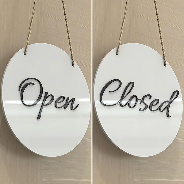 Customizable Open Closed Sign: 3D Metal Letters, Business Decor