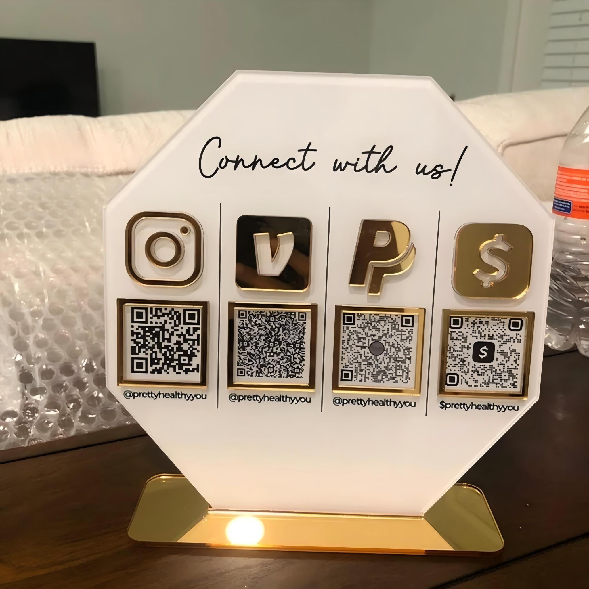 Octagon Custom QR Code Sign 3D | Scan to Pay Sign Venmo Instagram ...
