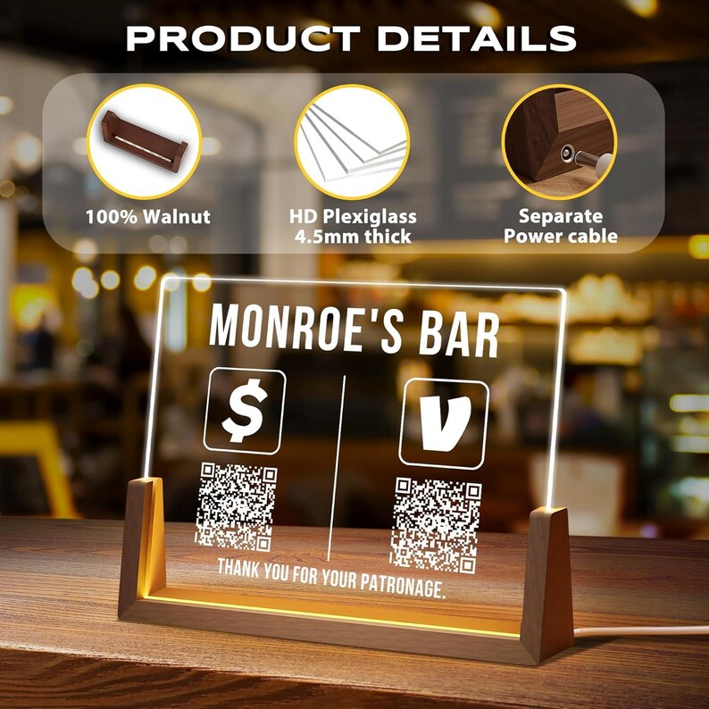 Personalized QR Code Sign for Business, Custom Acrylic QR Display With ...