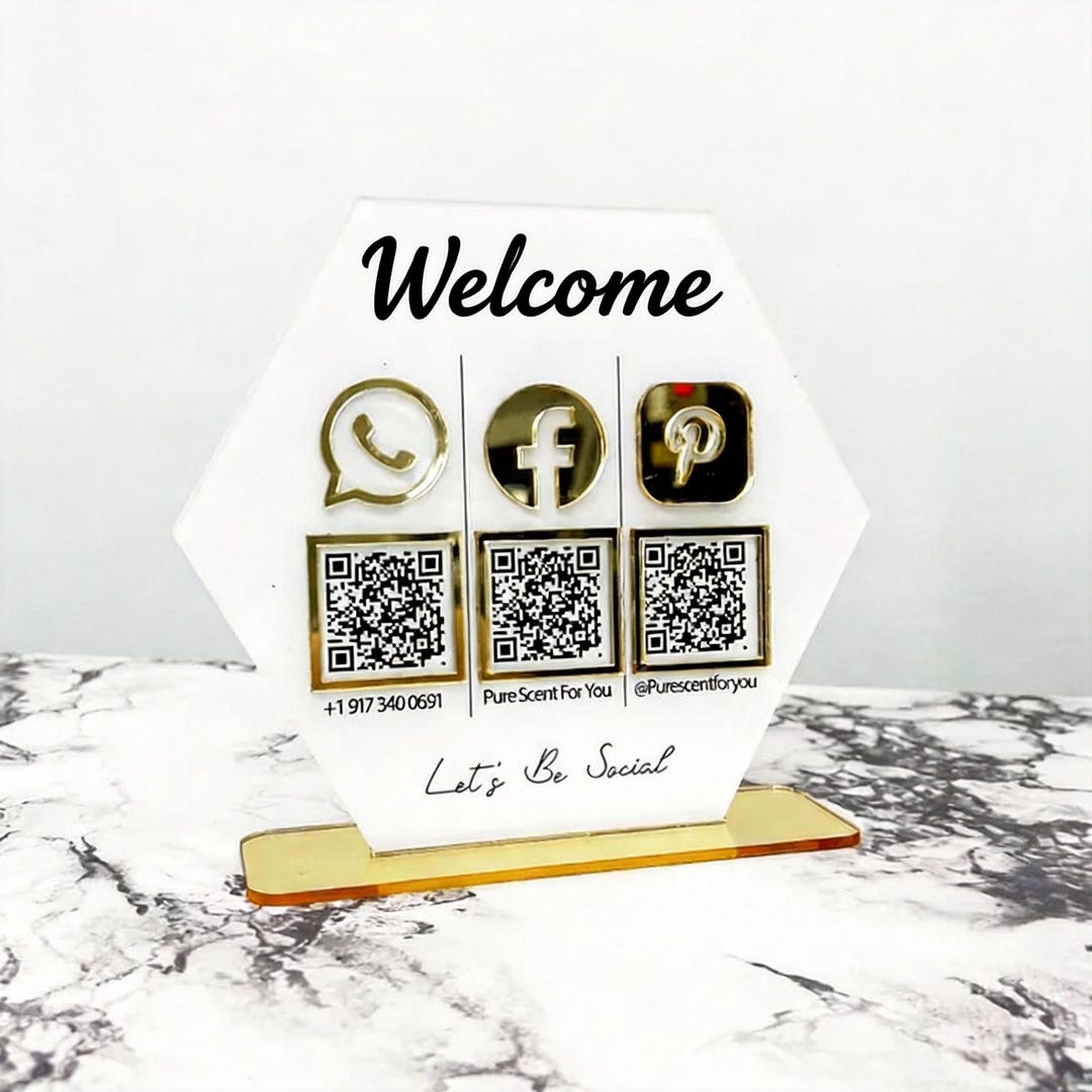 Custom 3D Acrylic Multi QR Code Sign, Scan to Pay Social Media Payment ...