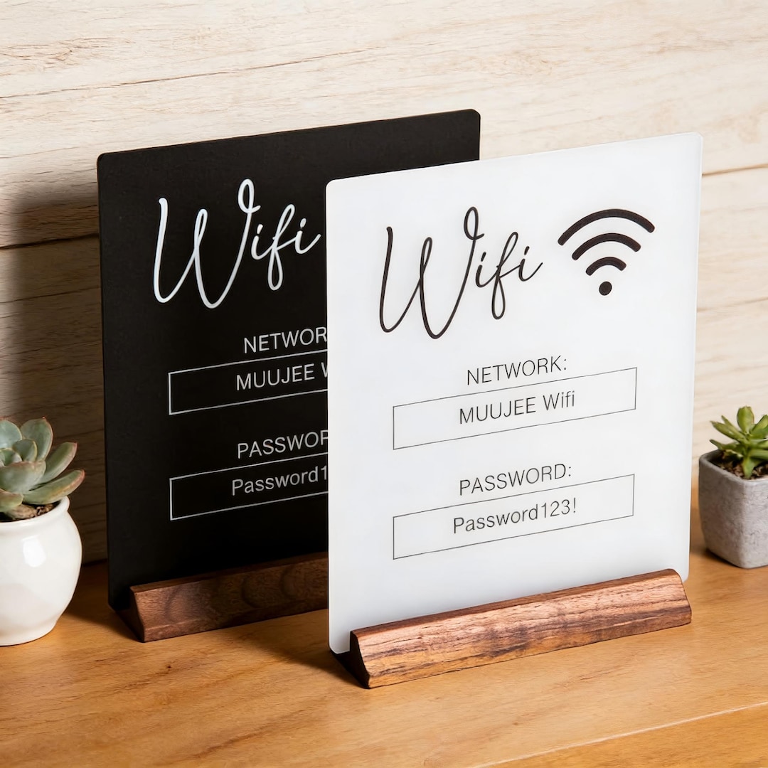 Modem Password Sticker Custom Wifi Password Sign | Personalized Acrylic Wifi Plaque With ...