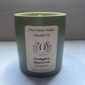 12 oz. 100% Soy Wax Eucalyptus Spearmint Candle – Hand-Poured, Clean Burning, Non-Toxic – Eco Friendly Home Fragrance, Spring Scented.
