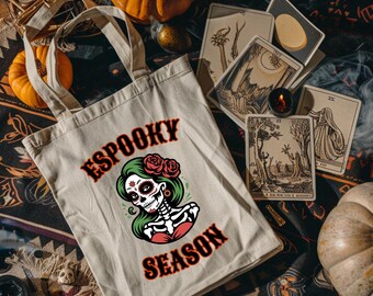 Dia De Los Muertos Tote Bag, Sugar Skull Bag, Sugarskull, Espooky Vibes, Mexican Tradition, DayoftheDead, Dia De Los Muertos Gift, Calavera