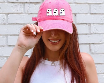 Kawaii Ghost Embroidered Vintage Dad Hat, Ghost Hat, Summerween Hat, Autumn Hat, Gift for Emo Girlfriend, Summerween, Punk Gift