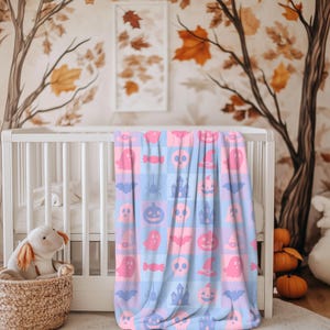 Pink Ghost Blanket, Halloween Throw, Summerween Decor, Ghost Throw Blanket, Hot Ghoul Summer, Witch Blanket, Halloween Baby Blanket,