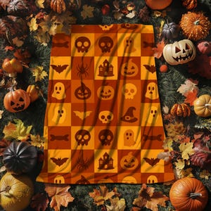 Summerween Ghost Blanket, Orange Ghost Throw, Hot Ghoul Summer, Witch Blanket, Ghost Blanket, Halloween Decor
