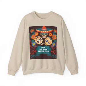 Dia de los Muertos Sweatshirt: Unisex Skull Crewneck, Mexican Heritage