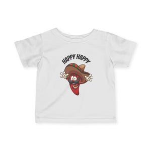 Happy Happy Infant Tee, Cute Baby Shirt, Toddler Gift, Fun Kid&#39;s Apparel, Baby Shower Gift, Cartoon Character Tee