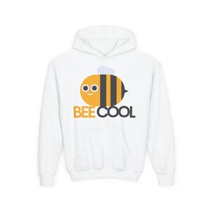 Youth Hoodie with &#39;Bee Cool&#39; Design, Fun Sweatshirt for Kids, Perfect Gift for Birthdays, School Spirit, Casual Wear, Summer, Back to School