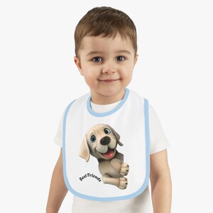 Puppy Baby Bib: Soft Cotton, Velcro Closure