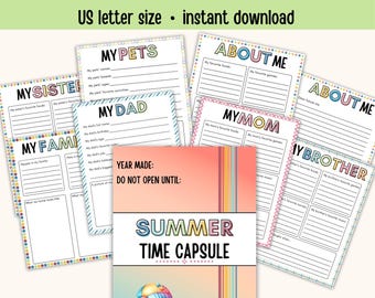 Kids Summer Time Capsule Printable | Family Memory Book, Letter to Future Self