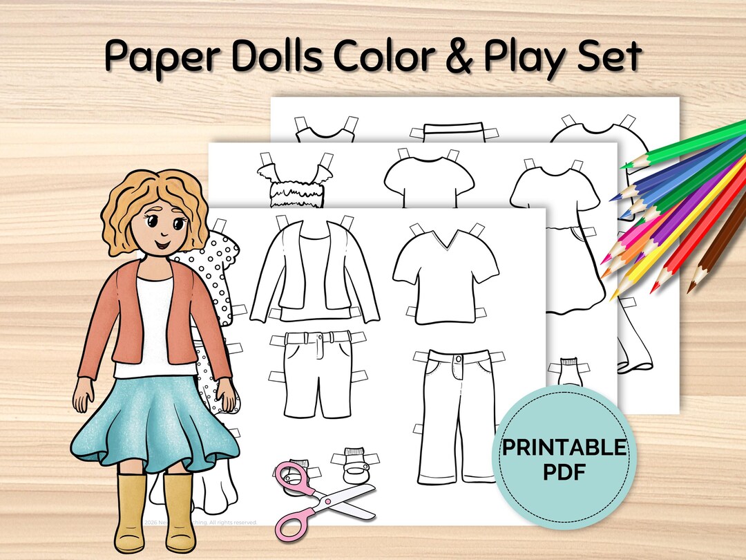 Printable Paper Dolls Dress up Set for Imaginative Pretend Play ...