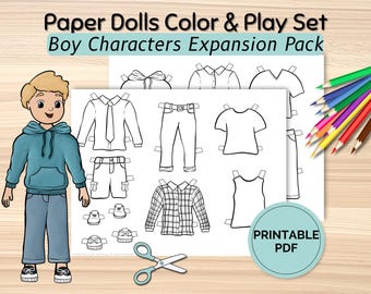 Printable Boy Paper Dolls Expansion Pack | Screen-Free Pretend Play Activity (PDF)