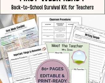 First Week of School Teacher Survival Kit | Back to School Printable for Teachers