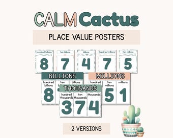 Place Value Chart Posters to Billions | Calm Math Classroom Decor