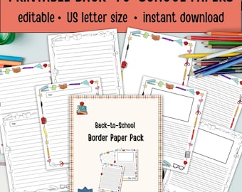 Back to School Writing Paper | Editable Classroom Borders & Writing Pages