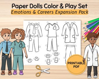 Printable Paper Dolls: Emotions, Careers, Imaginative Play (Digital Download)