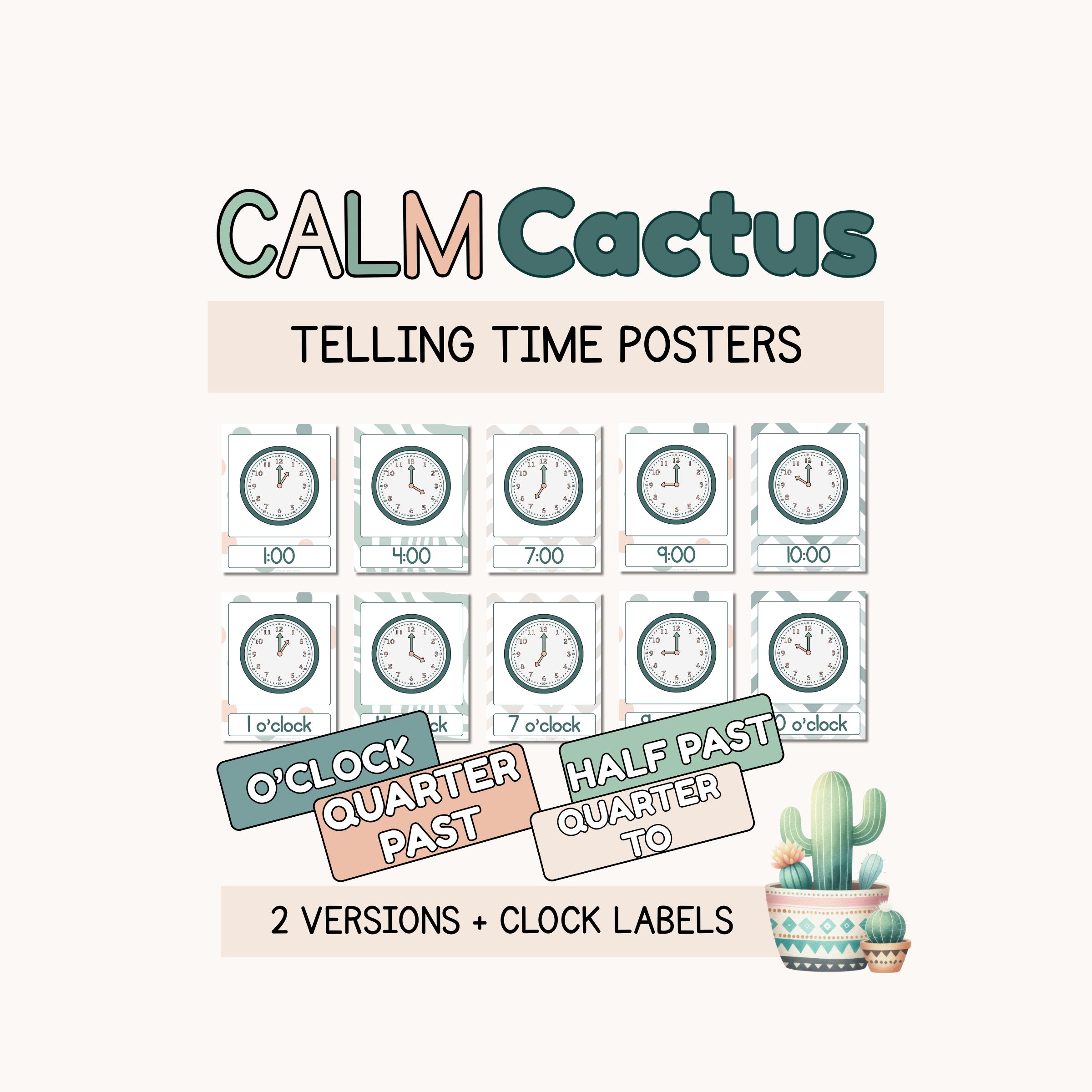 Time Posters for Classroom | Hour Clock Display for Calm Math Decor ...
