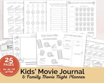 Movie Review Journal for Kids | Family Movie Night Bingo, Tracker & Activities (PDF)