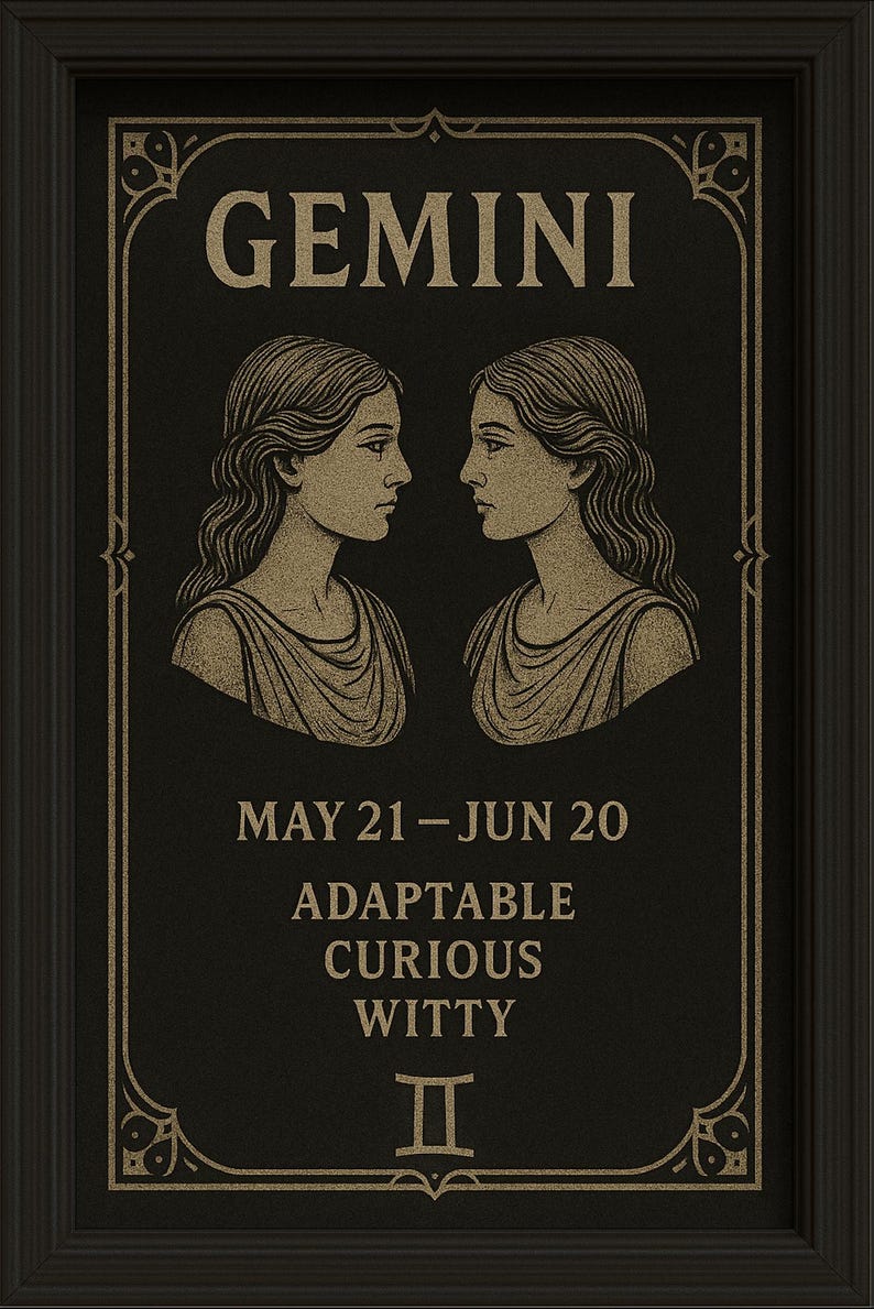 Gemini Digital Art Zodiac Sign Printable - Etsy