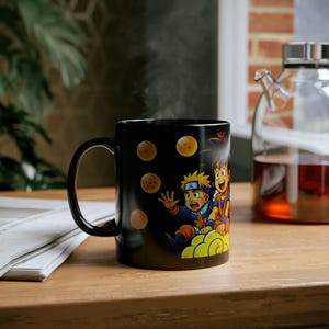 Goku Cloud Anime Mashup Mug. Dragon Ball, Naruto, One Piece, Bleach, Attack on Titan, One Punch Man. Otaku Coffee Cup.