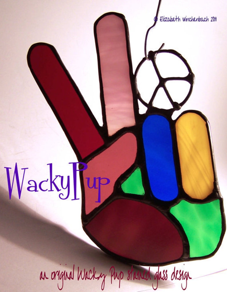 Download ORIGINAL PATTERN for Colorful Peace Sign Hand Suncatcher ...