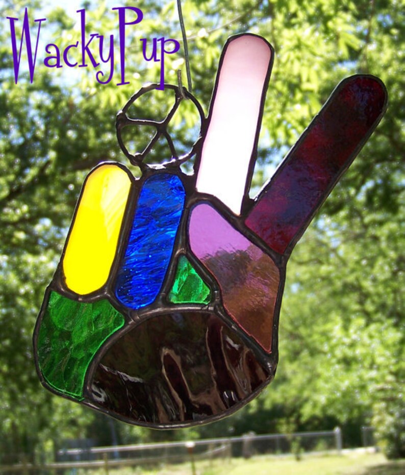 Download ORIGINAL PATTERN for Colorful Peace Sign Hand Suncatcher ...
