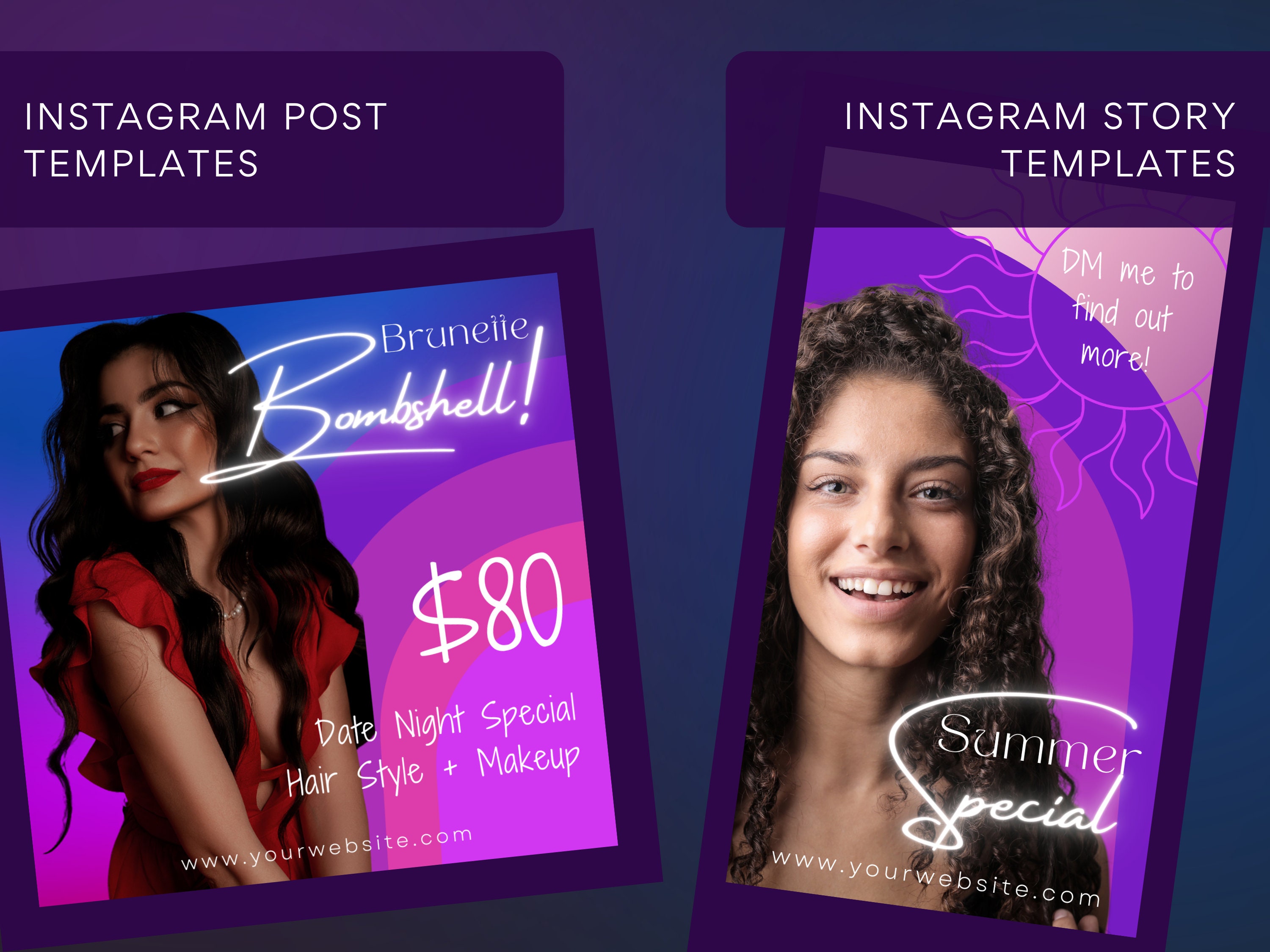 Hairstylist Instagram Template Bundle for Canva Makeup Etsy