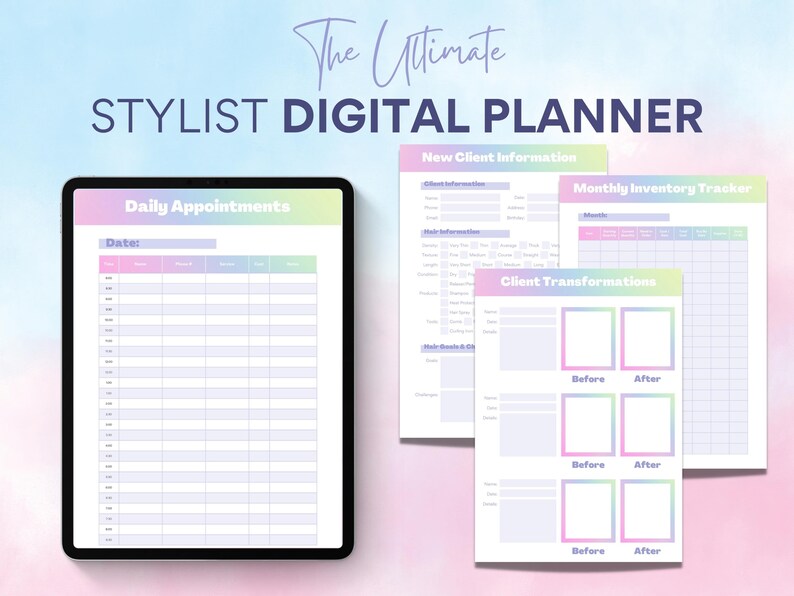 A4 Hairstylist Appointment Book Digital Planner for Etsy