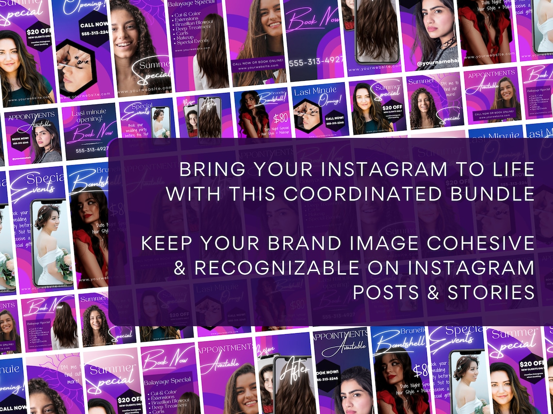 Hairstylist Instagram Template Bundle for Canva Makeup Etsy