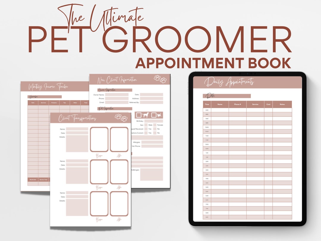 A4 Pet Groomer Appointment Book Dog Groomer Record Book Cat Etsy