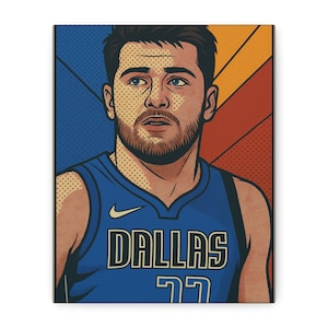 Doek Luka Doncic popart: Dallas Mavericks NBA-muurdecoratie