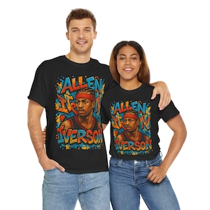 Allen Iverson Graffiti T-Shirt | Retro NBA Streetwear | 90s Basketball Fan Tee | Gildan 5000 Heavy Cotton Shirt