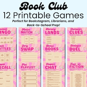 Book Club Games Bundle: 12 Printable Activities (PDF Download
