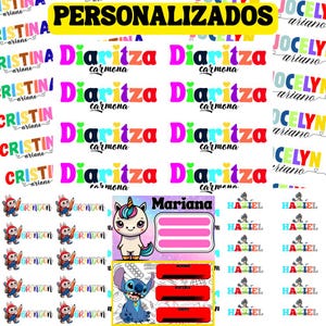 Editable School Labels & Name Stickers in Canva | Etiquetas Escolares y Nombres Personalizables | 10 Diseños Instant Download