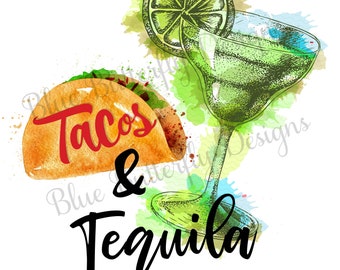 Tacos and Tequila PNG, Cinco de Mayo Design (Digital Download)
