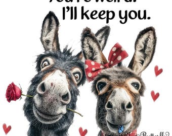 Funny Donkeys in Love, Valentine's Day DTF or Sublimation Transfer