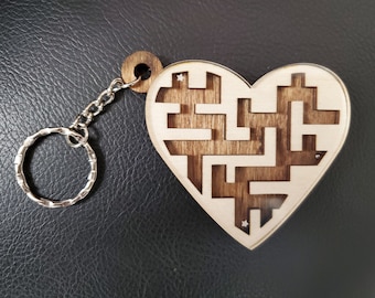 Laser Cut Keychain, You Are A*MAZE*ING Maze Game Key Ring, Valentine's Day Gift, Maze Game, Hand Crafted Key Chain, Wood and Acrylic Maze,