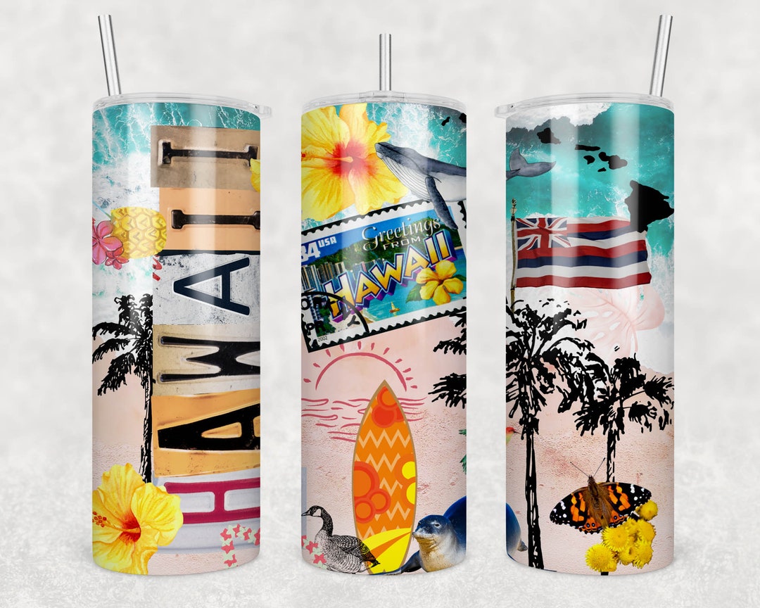 Hawaii Tumbler Wrap for Sublimation Skinny Tumbler, Hawaiian Islands