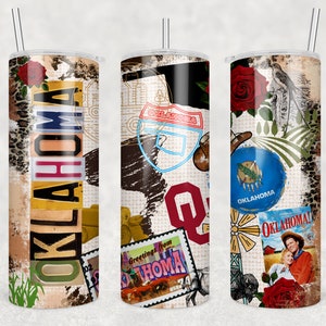 Oklahoma Tumbler Wrap for Sublimation Skinny Tumbler, Oklahoma University Tumbler Wrap, Oklahoma City, State of Oklahoma, Beavers Bend,