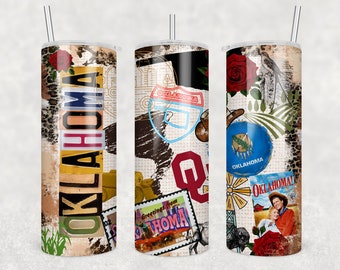 Oklahoma Tumbler Wrap for Sublimation Skinny Tumbler, Oklahoma University Tumbler Wrap, Oklahoma City, State of Oklahoma, Beavers Bend,