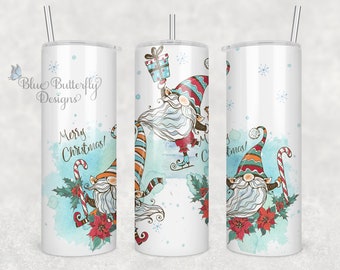 Gnome Merry Christmas for Sublimation Skinny Tumbler, Merry Christmas Gnome Sublimation Tumbler Transfer Only 20oz Straight 30oz Straight,